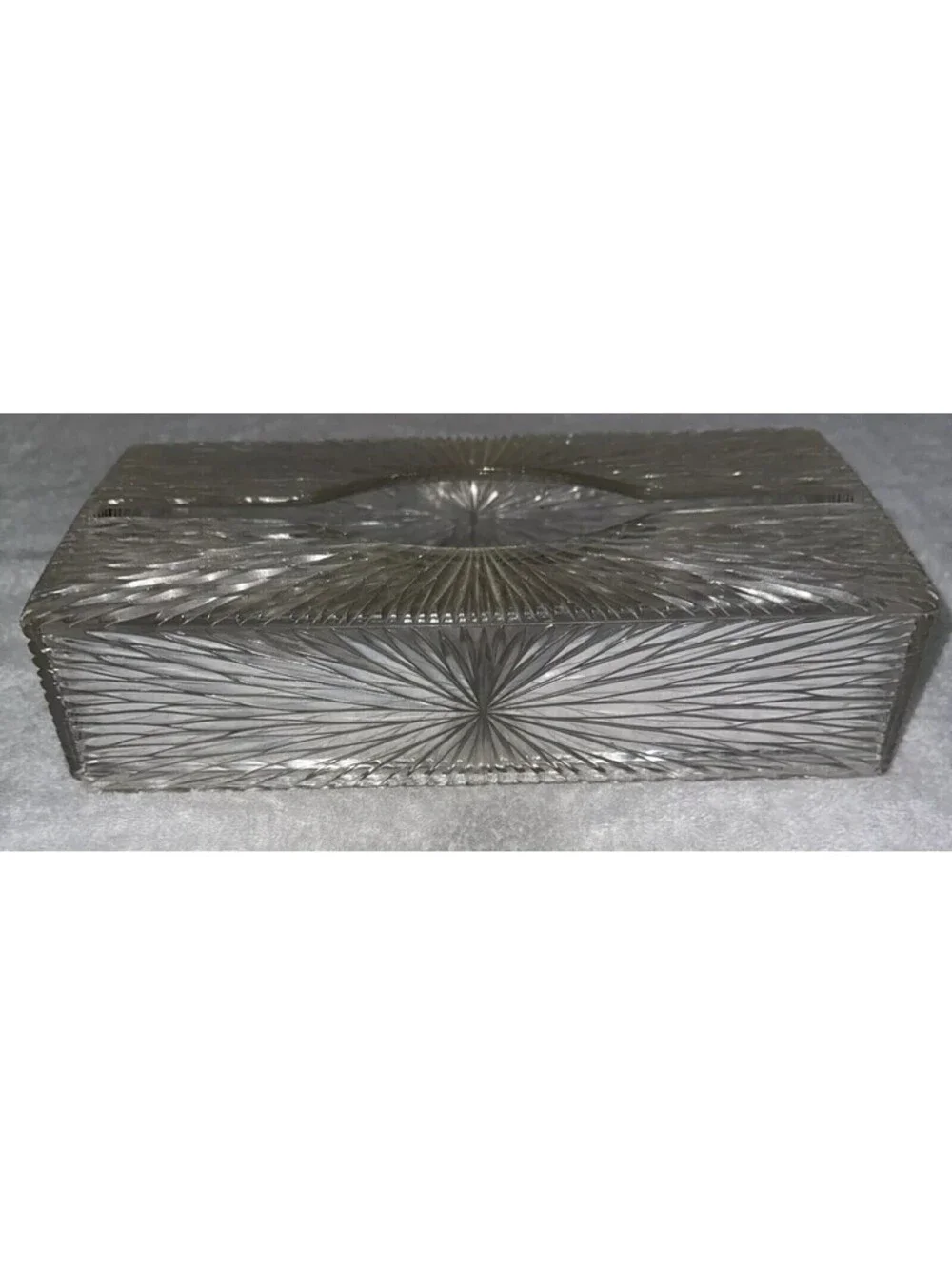 Vintage CELEBRITY Clear Acrylic Plastic Tissue Box Cover Holder Starburst MCM